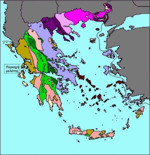 Εικόνα 10. Γεωλογικός χάρτης της Ελλάδος. Γεωλογική-Στρωματογραφική διάρθρωση του Ν.Αχαίας. Στην δυτική Πελοπόννησο και συγκεκριμένα στον Ν.