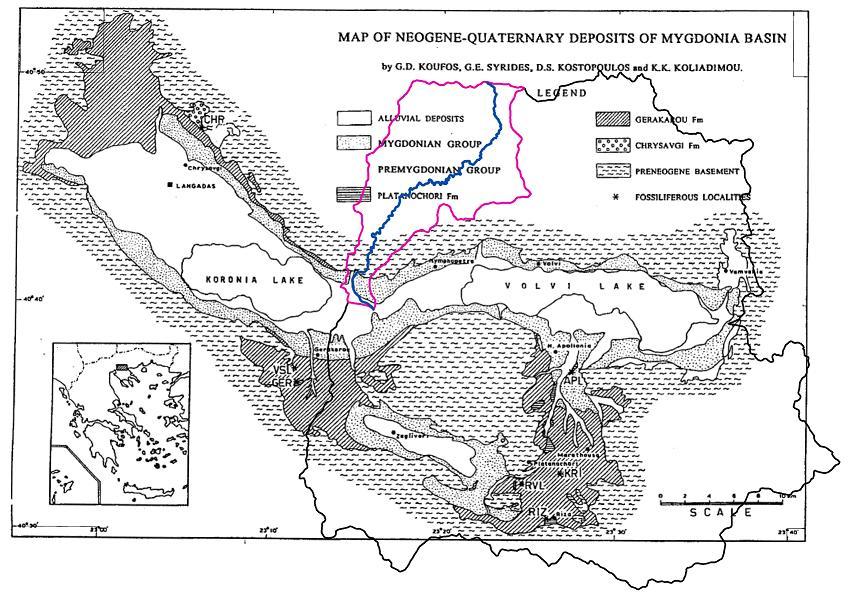 Σχήμα 4.24. Στο χάρτη απεικονίζεται το Μυγδονιακό-Προμυγδονιακό σύστημα.
