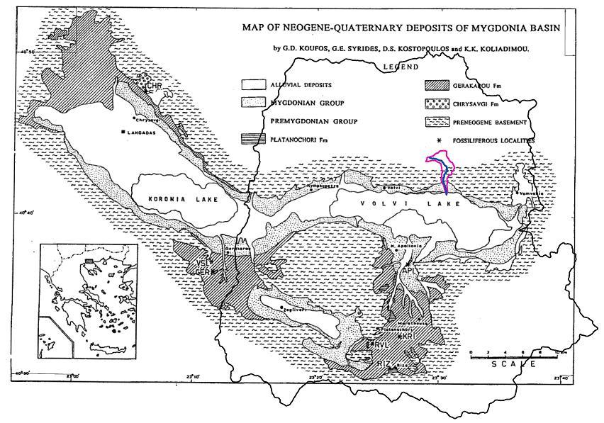 Σχήμα 4.28. Στο χάρτη απεικονίζεται το Μυγδονιακό-Προμυγδονιακό σύστημα.