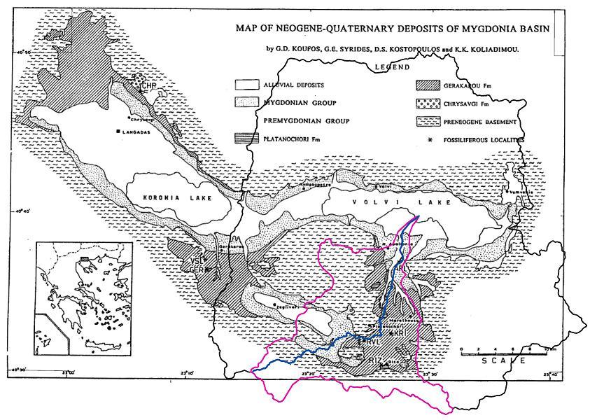 Σχήμα 4.32. Στο χάρτη απεικονίζεται το Μυγδονιακό-Προμυγδονιακό σύστημα.