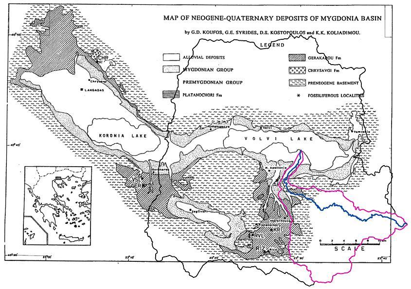 Σχήμα 4.34. Στο χάρτη απεικονίζεται το Μυγδονιακό-Προμυγδονιακό σύστημα.