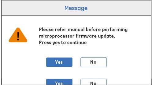 5 Συντήρηση και ρυθμίσεις 5.14 System 5.14.1 Firmware update 3 Πατήστε Microprocessor firmware update.