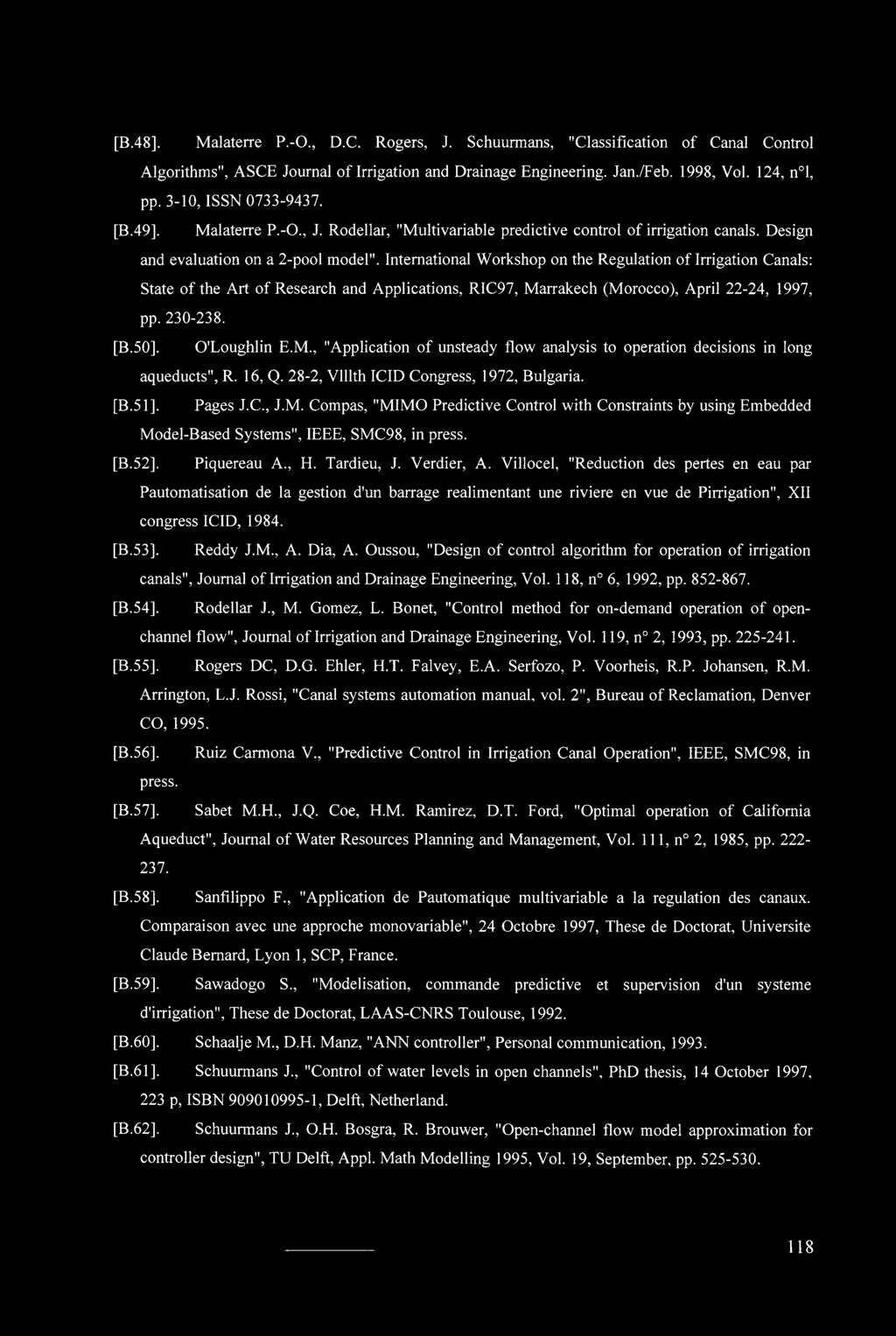 International Workshop on the Regulation of Irrigation Canals: State of the Art of Research and Applications, RIC97, Ma