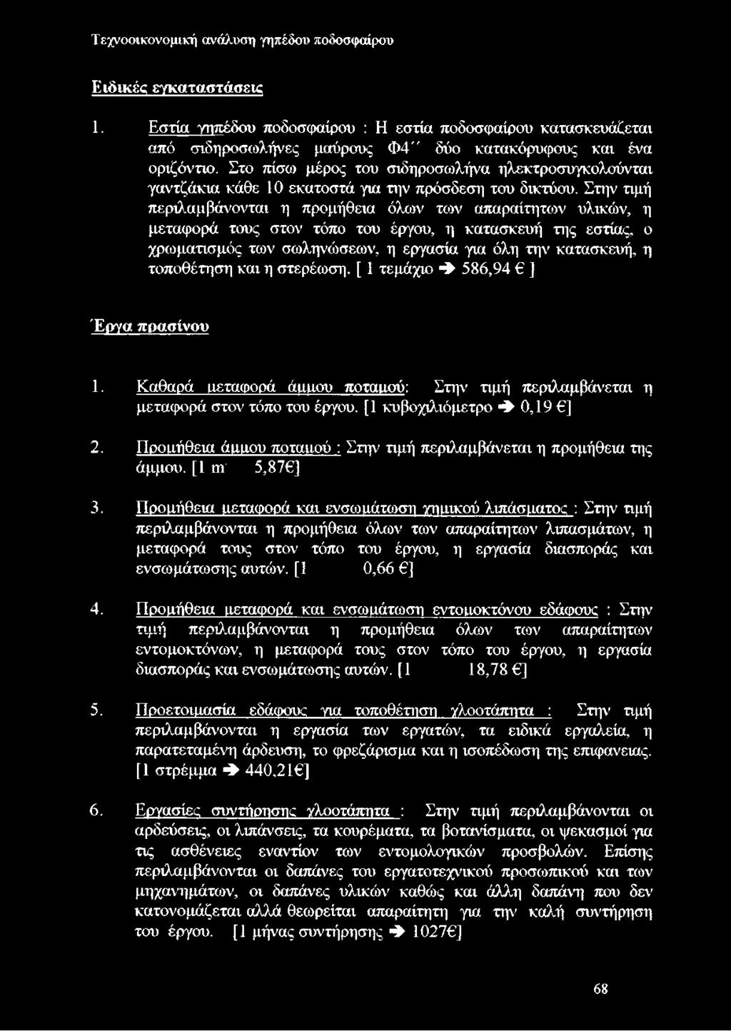 Στην τιμή περιλαμβάνονται η προμήθεια όλων των απαραίτητων υλικών, η μεταφορά τους στον τόπο του έργου, η κατασκευή της εστίας, ο χρωματισμός των σωληνώσεων, η εργασία για όλη την κατασκευή, η