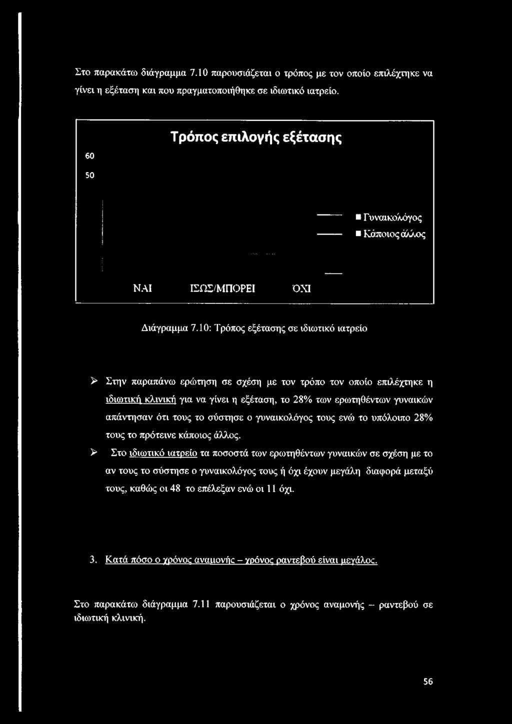 10: Τρόπος εξέτασης σε ιδιωτικό ιατρείο > Στην παραπάνω ερώτηση σε σχέση με τον τρόπο τον οποίο επιλέχτηκε η ιδιωτική κλινική για να γίνει η