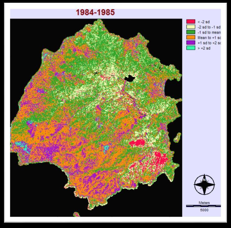 μεγάλες αυξήσεις ή μειώσεις του δείκτη NDVI.