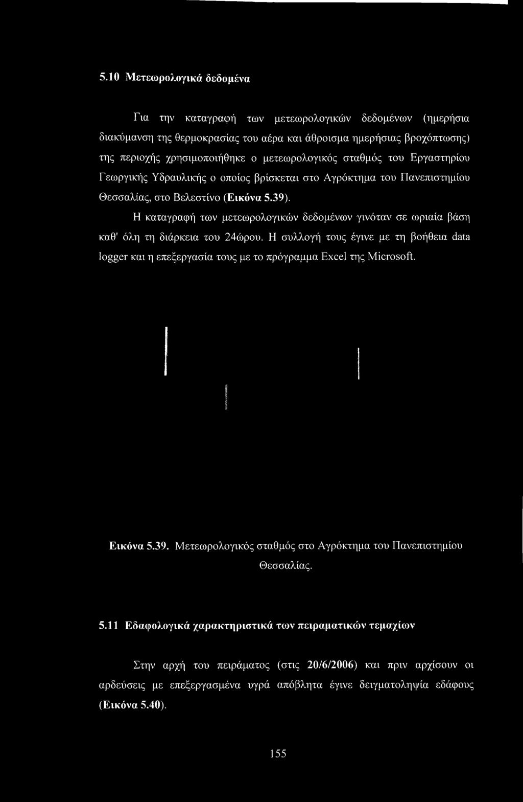 Η καταγραφή των μετεωρολογικών δεδομένων γινόταν σε ωριαία βάση καθ' όλη τη διάρκεια του 24ώρου.