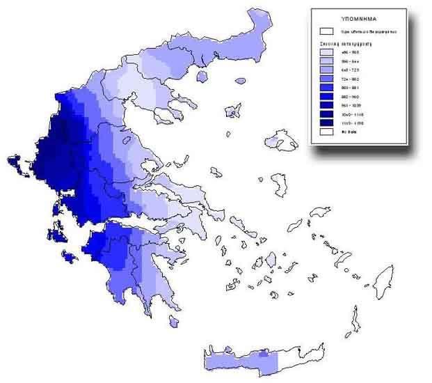 ΙΑΝΟΥΑΡΙΟΣ - ΦΕΒΡΟΥΑΡΙΟΣ 2006 ΤΕΧΝΙΚΑ ΧΡΟΝΙΚΑ 17 Σχήμα 3: Κατανομή της συνολικής κατακρήμνισης στην Ελλάδα.