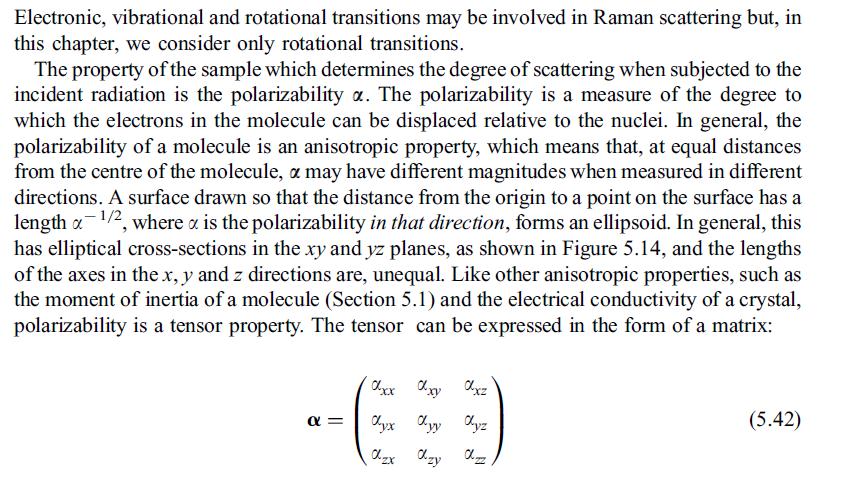 ~ πολωσιμότητα (αυθαίρετες μονάδες) Δονητικά φάσματα Raman - Διατομικά Πολωσιμότητα: Ελλειψοειδές πολωσιμότητας επαγόμενη διπολική ροπή Κλασικό