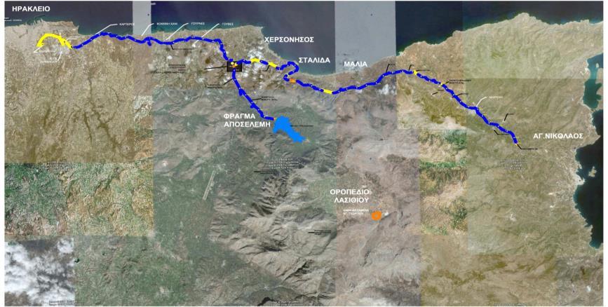 Εικόνα 10: Δίκτυα ύδρευσης Ανατολικής Κρήτης. Αρδευτικά δίκτυα ΤΟΕΒ Εκτός του ΟΑΚ ΑΕ, υπεύθυνοι για την άρδευση είναι και οι κατά τόπους Τοπικοί Οργανισμοί Εγγείων Βελτιώσεων (ΤΟΕΒ).