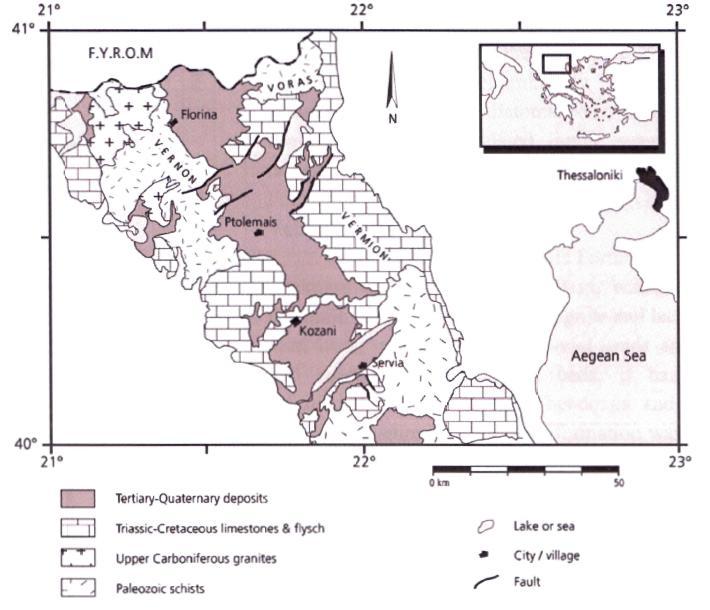 2: Απλοποιημένος γεωλογικός χάρτης της λεκάνης