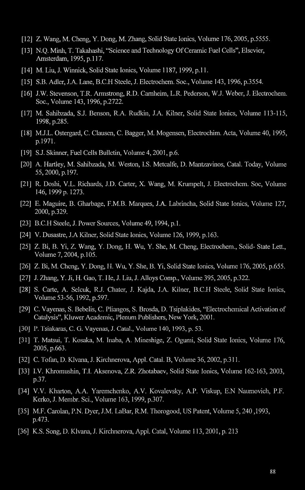 D. Camheim, L.R. Pederson, W.J. Weber, J. Electrochem. Soc., Volume 143,1996, p.2722. [17] M. Sahibzada, S.J. Benson, R.A. Rudkin, J.A. Kilner, Solid State Ionics, Volume 113-115, 1998, p.285. [18] M.