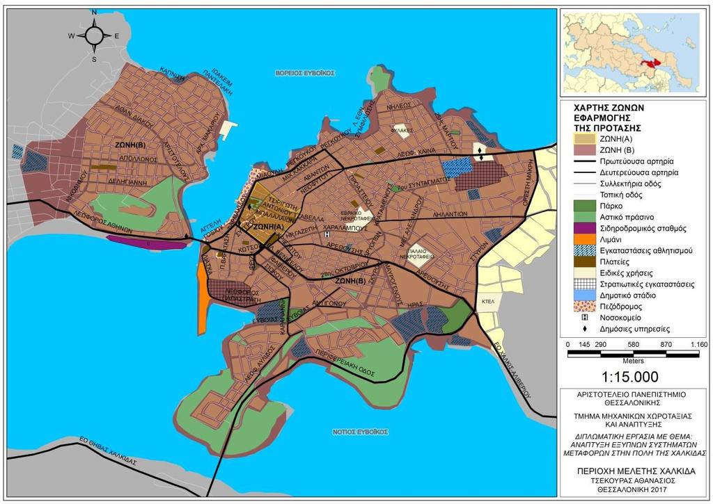 Χάρτης 19: Χάρτης ζωνών εφαρμογής σχεδίου Πηγή: Χαρτογραφικό υπόβαθρο από την Κτηματολόγιο Α.Ε και ιδία επεξεργασία.