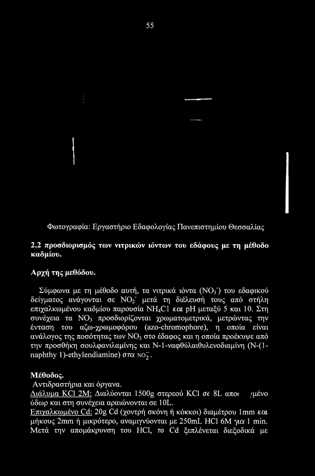 Στη συνέχεια τα ΝΘ3 προσδιορίζονται χρωματομετρικά, μετρώντας την ένταση του αζω-χρωμοφόρου (azo-chromophore), η οποία είναι ανάλογος της ποσότητας των ΝΘ3 στο έδαφος και η οποία προέκυψε από την