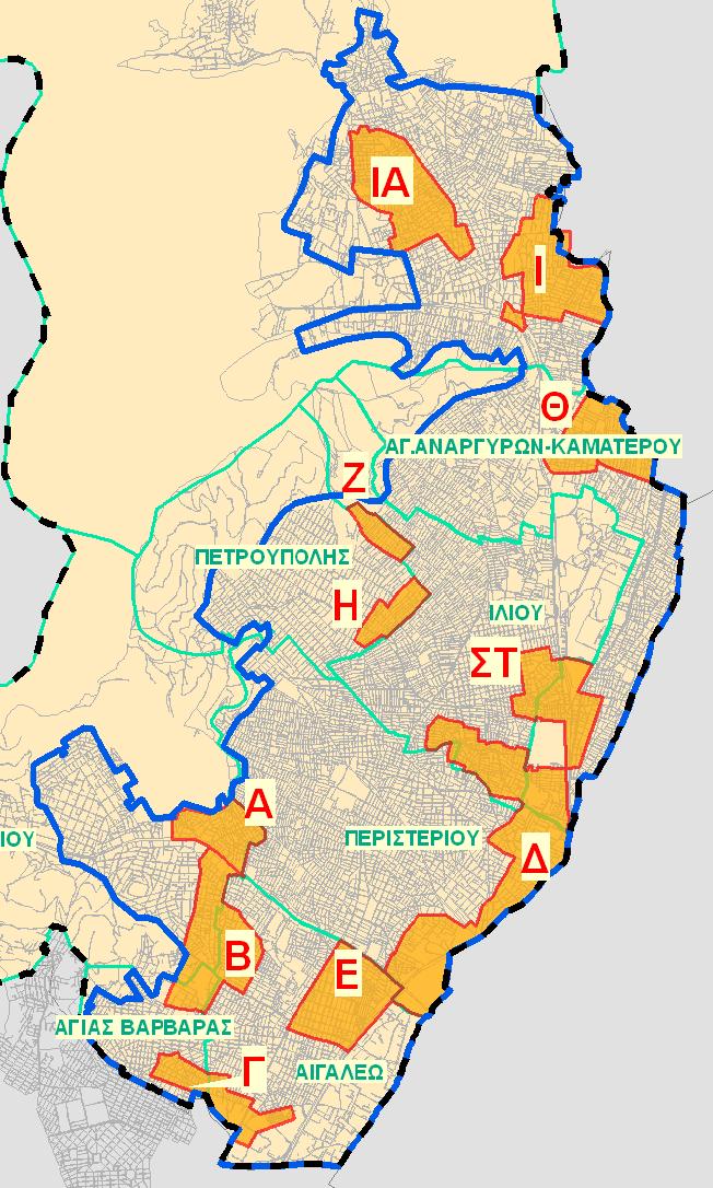 Χάρτης 3: Αποτύπωση της Στρατηγικής Βιώσιμης Αστικής Ανάπτυξης στην ευρύτερη Δυτική Αθήνα - Εποπτική