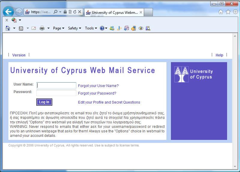 Email Webmail Πανεπιστημίου Κύπρου https://webmail.ucy.ac.
