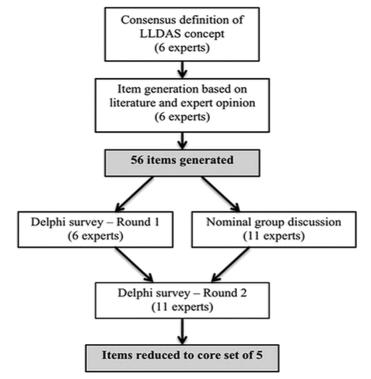 LLDAS definition Disease activity SLEDAI 2K 4, with no activity in major organ systems (renal, CNS, cardiopulmonary, vasculitis, fever) and no