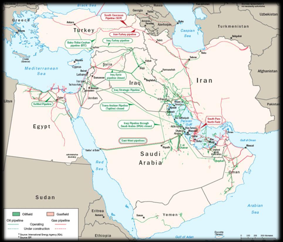 Oil and Pipeline Infrastucture in the Middle