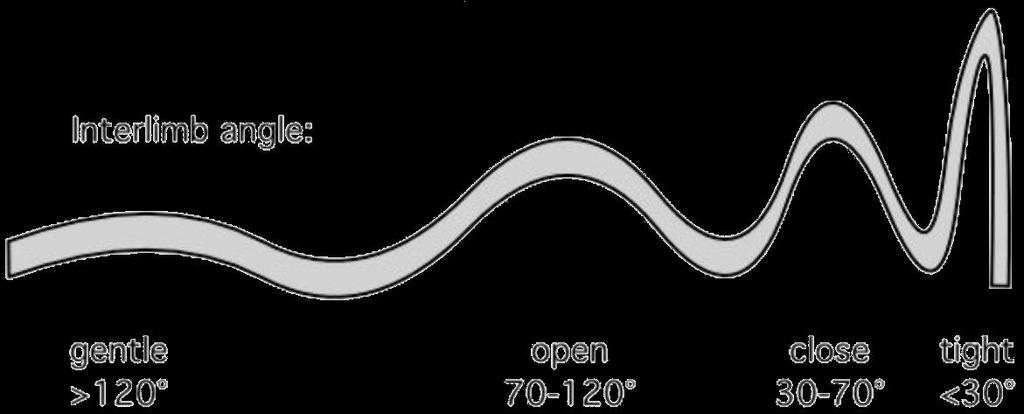 Γεωμετρική ταξινόμηση των πτυχών: Με τη γωνία των σκελών Περιγραφή Γωνία σκελών (Interlimb angle) Ήπια (gentle) 180 o -120 o Ανοικτή