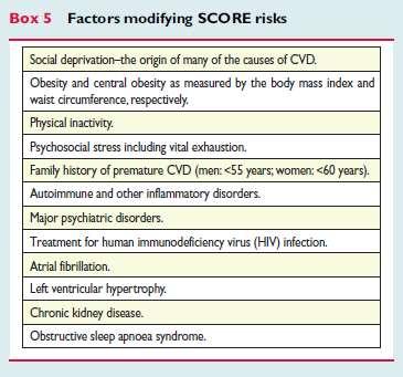 Factors modifying interpretation of SCORE risks Subjects in need of reclassification are those belonging to the intermediate CV risk group.