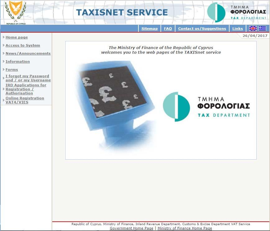2.0 Submission of VAT Returns and 4B Refund Requests 2.1 Log on to https://taxisnet.mof.gov.