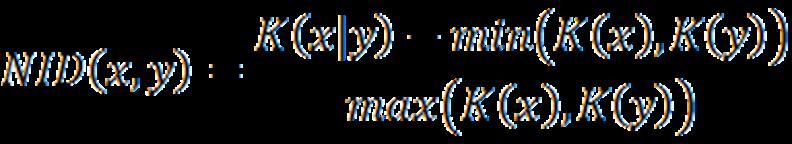 Προσεγγίσεις της Απόστασης της Πληροφορίας Normalized Information Distance (NID): Με άλλα λόγια: Νορμαλισμένο μέγεθος του μικρότερου προγράμματος υπολογισμού του x,