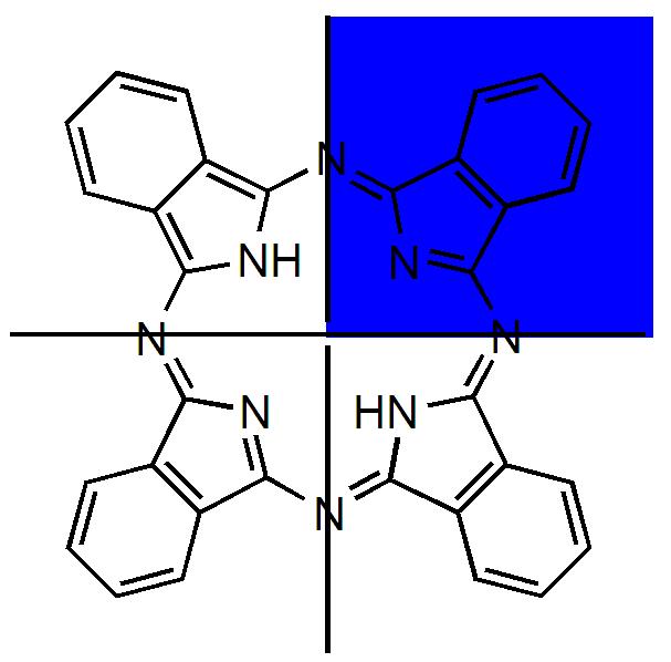 ΚΕΦ. 1. Εισαγωγή μεταλλικό αλογόνο ή υδροξείδιο (AlClPc, AlOHPc, TiOPc, SiCl 2 Pc, Si(OH) 2 Pc) κ.ά [31,32]. Σχήμα 1.9. Μοριακή δομή φθαλοκυανίνης.