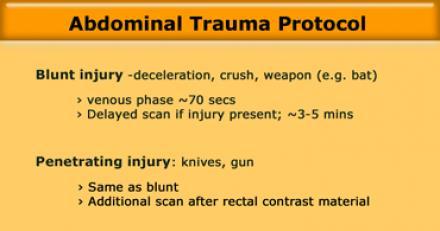ΠΡΩΤΟΚΟΛΟ ΑΠΕΙΚΟΝΙΣΗΣ ΤΡΑΥΜΑΤΟΣ ΜΕ MDCT -Φλεβική φάση στα 70 sec για όλους τους τραυματισμούς (ανάδειξη παρεγχυματικών κακώσεων) -Καθυστερημένή