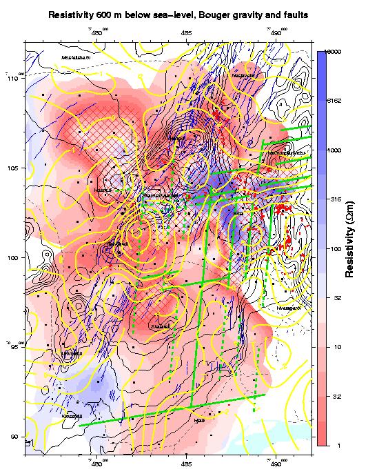 σε συνδυασμό με τη γεωθερμική δραστηριότητα, ένα Bouguer χάρτη