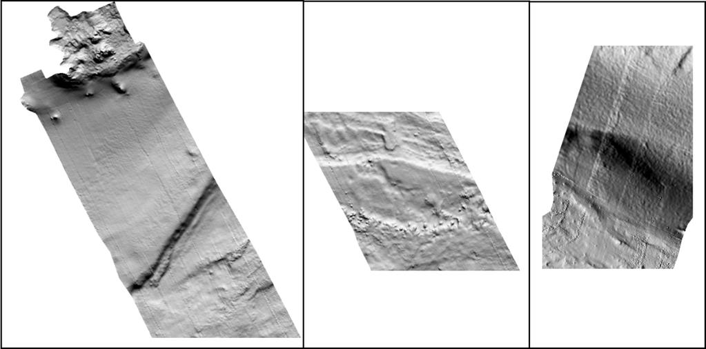 Εικόνα 43 Τµήµατα διαγράµµατος φωτοσκιασµένης µορφολογικής απεικόνισης (shaded relief) του ΨΜΕ της περιοχής Εύβοια-Άνδρος, Πορθµός Καφηρέα.