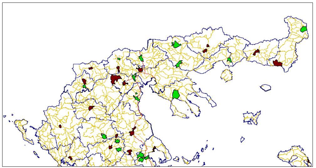 χάρτες που ακολουθούν αποτυπώνονται οι περιοχές με εκμεταλλεύσιμο δυναμικό βιομάζας. Εικόνα 2.