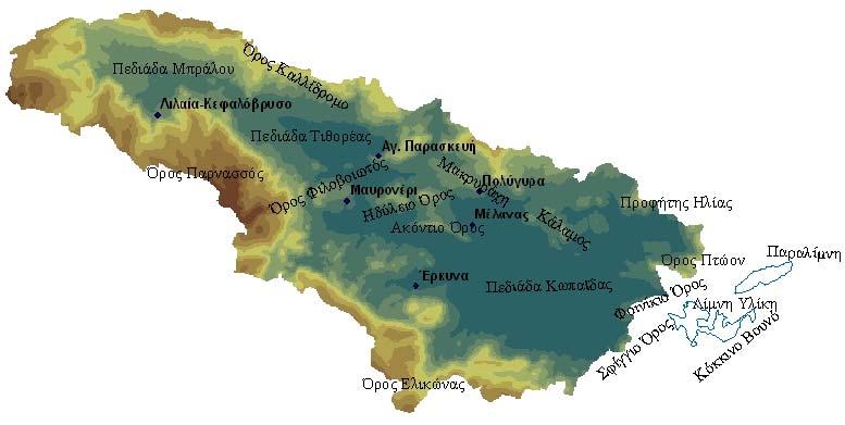 Περιοχή μελέτης Λεκάνη απορροής: 1930 km² Υδρογραφικό δίκτυο: