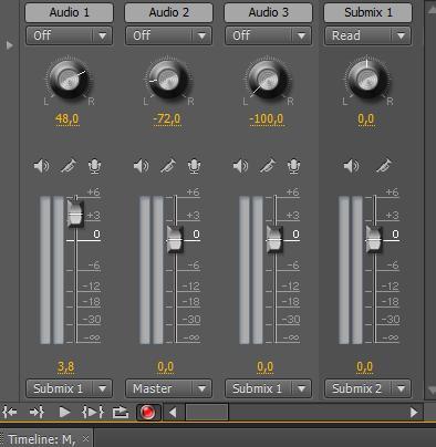 4.10 AUDIO MIXER Στο Adobe Premiere τα κλιπ ήχου ακούγονται παράλληλα κατά το παίξιμο τους, ακόμα και αν είναι τοποθετημένα σε διαφορετικά κανάλια.