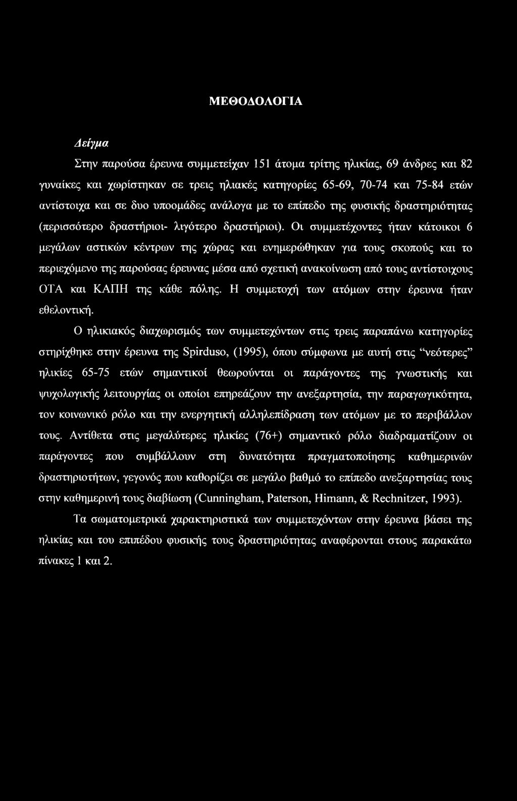 Οι συμμετέχοντες ήταν κάτοικοι 6 μεγάλων αστικών κέντρων της χώρας και ενημερώθηκαν για τους σκοπούς και το περιεχόμενο της παρούσας έρευνας μέσα από σχετική ανακοίνωση από τους αντίστοιχους ΟΤΑ και