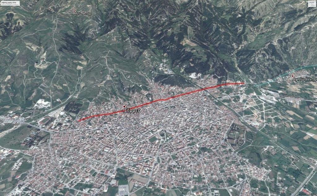 ΡΗΞΙΓΕΝΕΣ ΠΡΑΝΕΣ 1: Β 1 Σέρρες Εικόνα 25 Απεικόνιση του πρώτου ρηξιγενούς πρανούς μέσω του προγράμματος Google Earth Pro.
