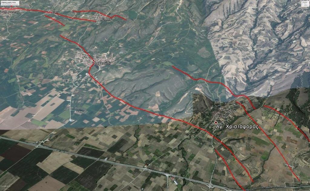 ΡΗΞΙΓΕΝΕΣ ΠΡΑΝΕΣ 6: Β 6 Εικόνα 54 Απεικόνιση του έκτου ρήγματος μέσω του προγράμματος Google Earth Pro.