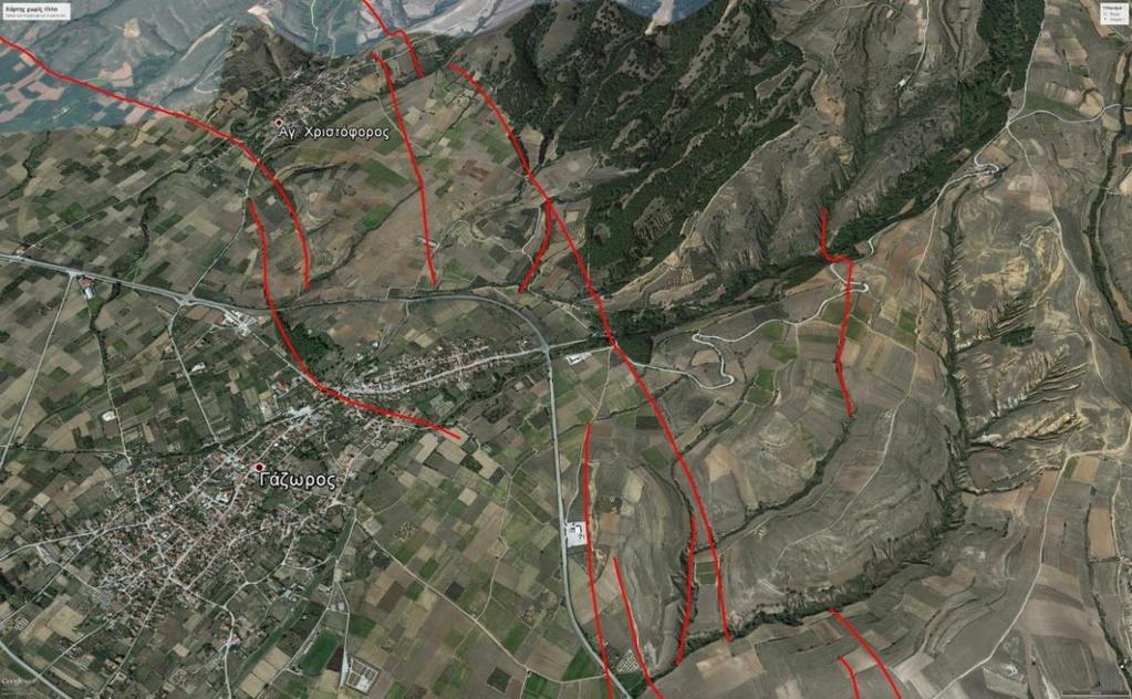 F 11 F 8 F 6 Εικόνα 60 Η μορφολογία του δέκατου πέμπτου αντερείσματος στο έκτο ρηξιγενές πρανές μέσω του προγράμματος Global Mapper v 15 και Corel Draw.