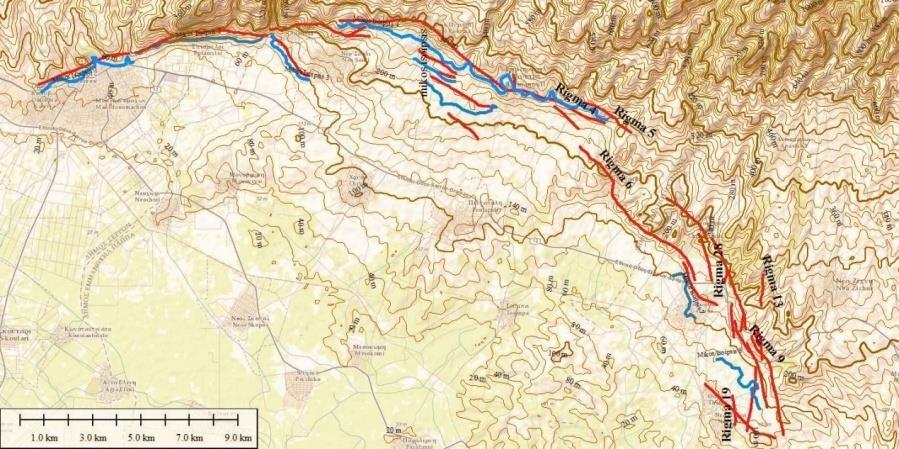 7 ΜΟΡΦΟΤΕΚΤΟΝΙΚΗ ΑΝΑΛΥΣΗ Παρακάτω γίνεται προσπάθεια υπολογισμού δύο μορφοτεκτονικών δεικτών στο βόρειο ρηξιγενές περιθώριο της λεκάνης των Σερρών.
