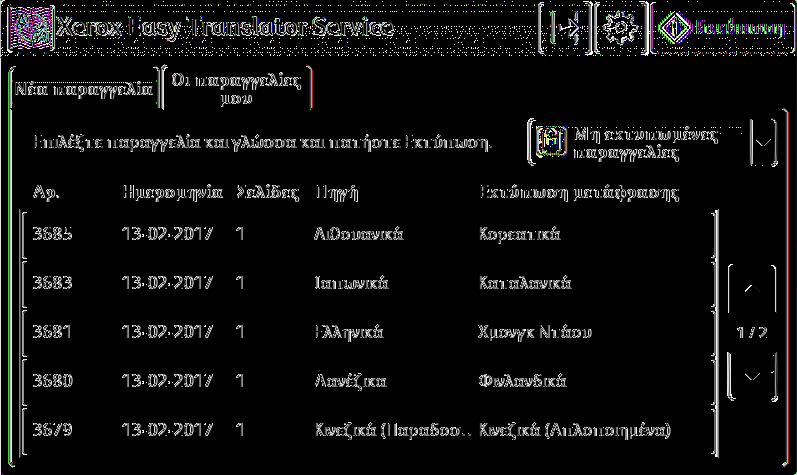 Εκτύπωση ήδη μεταφρασμένης παραγγελίας Για να εκτυπώσετε μια παραγγελία που έχει μεταφραστεί ήδη, ανοίξτε την καρτέλα Οι παραγγελίες μου.