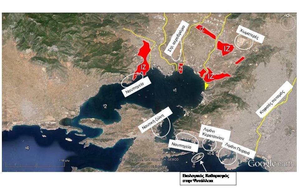 Εικόνα 2.4 Βιομηχανικές μονάδες στον Κόλπο της Ελευσίνας (Προσαρμοσμένη από Αναφορά 60 ) 2.1.