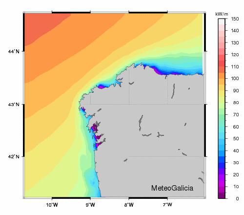 Atlas de ondas de Galicia Resultados: Estatística mensual Febreiro: Gráfico 13: Valor medio da potencia xerada