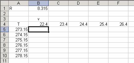 Postavlja se ptaje, kako da uesemo jedu formulu u B5 koja zračuava prtsak a osovu odgovarajuće zapreme u vrst 4 odgovarajuće temperature u kolo A sa vredost R u B da rezultujuć prtsak bude u