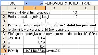 Zadatak.4. Automat daje 4% defekth prozvoda. Prozvod se pakuju u kutje po 0 komada. U kom procetu kutja će se ać ajvše jeda defekta prozvod.