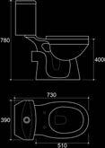 Tank and dual flush cistern fittings Soft close toilet seat 720 x 380 x 790