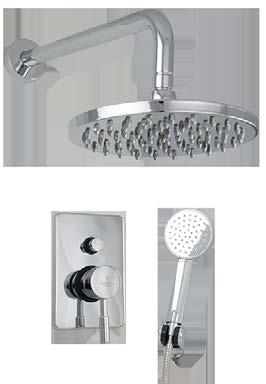 round shower head, handset, hose and