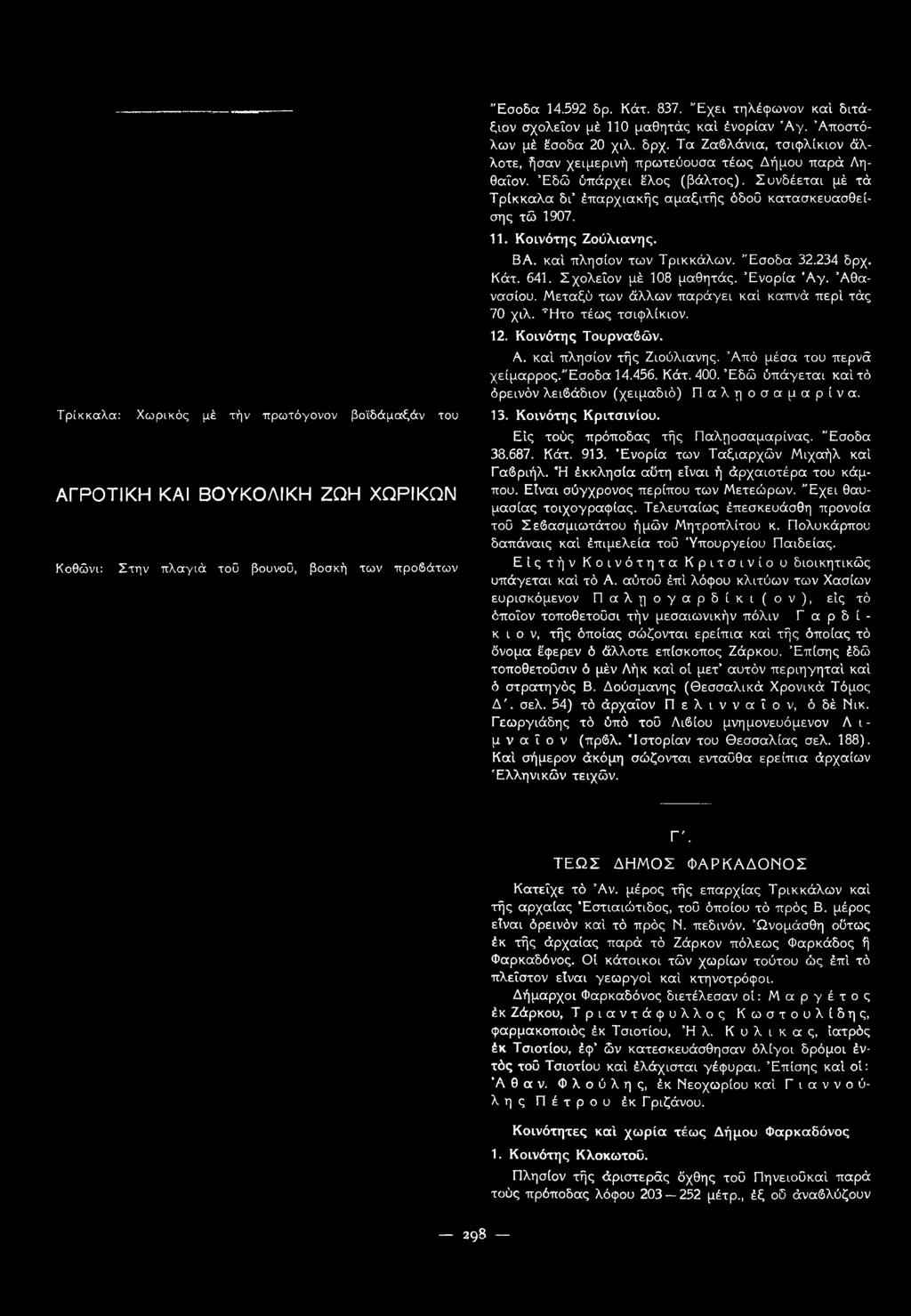 Τρίκκαλα: Χωρικός μέ τήν πρωτόγονον βοϊδάμαξάν του ΑΓΡΟΤΙΚΗ ΚΑΙ ΒΟΥΚΟΛΙΚΗ ΖΩΗ ΧΩΡΙΚΩΝ Κοθώνι: Στην πλαγιά τοΰ βουνού, βοσκή των προβάτων 11. Κοινότης Ζούλιανης. ΒΑ. καί πλησίον των Τρικκάλων.