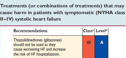 o Thiazolidinediones (glitazones) cause sodium and water retention and increased risk of