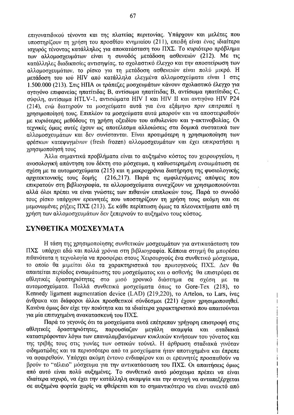 67 επιγονατιδικού τένοντα και της πλατείας περιτονίας.