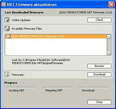 3.2 ΕΝΗΜΕΡΩΣΗ ΤΟΥ FIRMWARE ΤΟΥ NXT Το Firmware είναι ένα λογισµικό που είναι ενσωµατωµένο στο NXT.