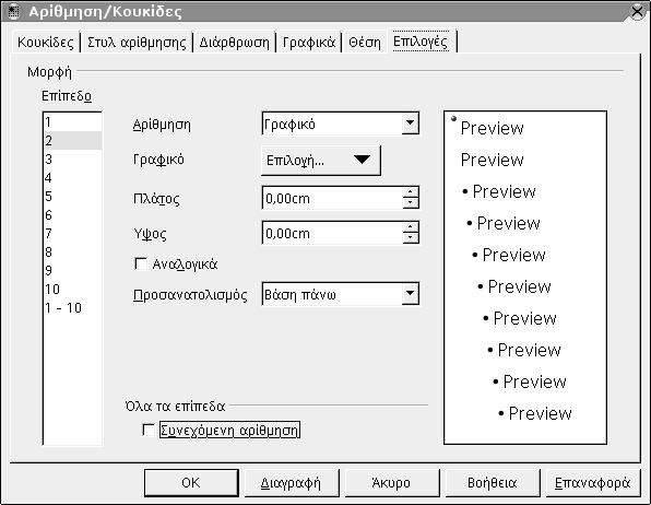 68 Οδηγός χρήσης του OpenOffice.
